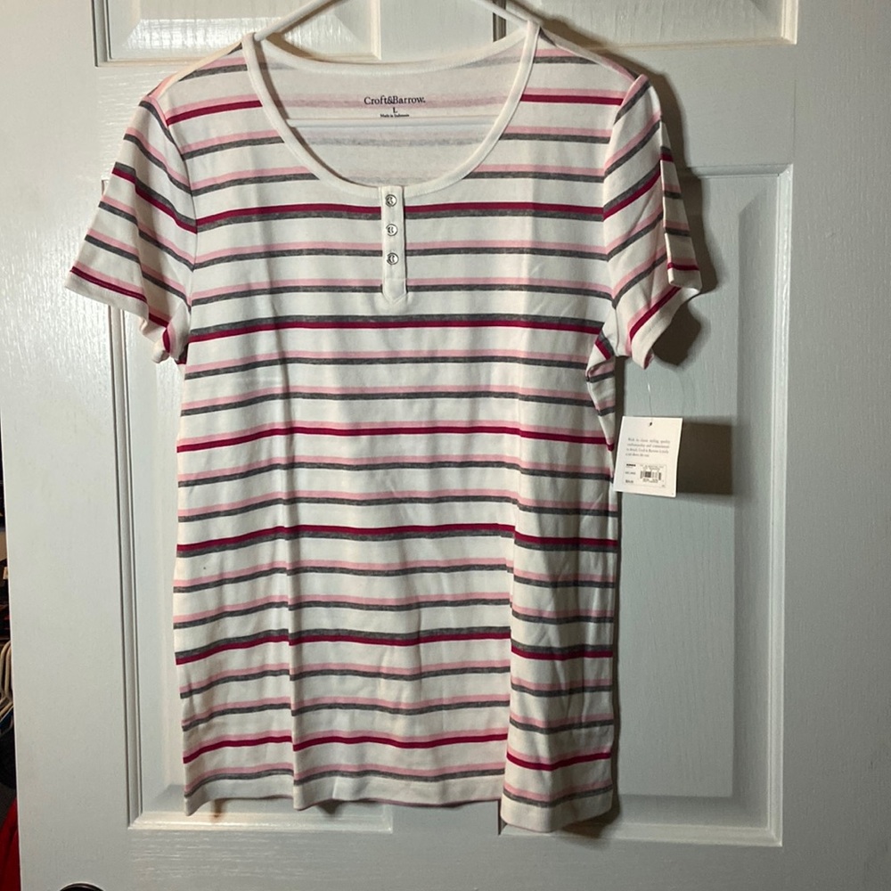 Croft & Borrow short sleeve striped Top NWT - Picture 1 of 5
